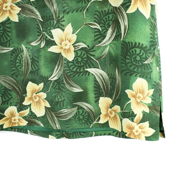 Green Yellow Floral Silk Skirt Bermuda Bay - Picture 3 of 7